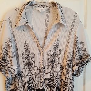 dressbarn Crisp White & Black Blouse